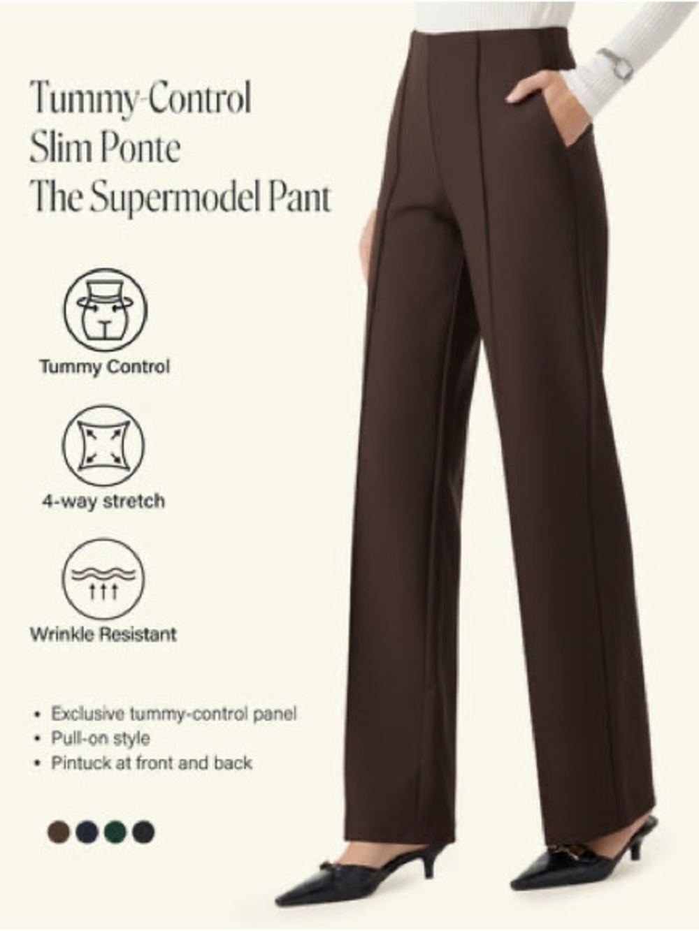 OGL Brown Slim Ponte Pants Size Medium